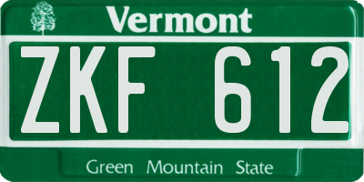 VT license plate ZKF612