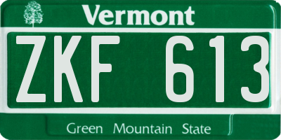 VT license plate ZKF613
