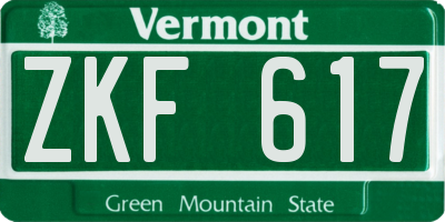 VT license plate ZKF617