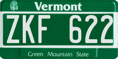 VT license plate ZKF622