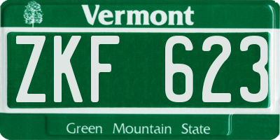VT license plate ZKF623