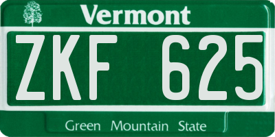 VT license plate ZKF625