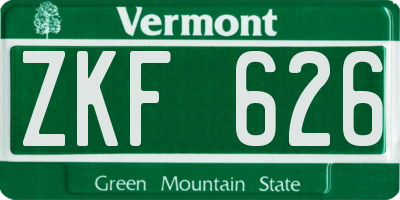 VT license plate ZKF626