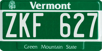 VT license plate ZKF627