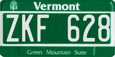 VT license plate ZKF628