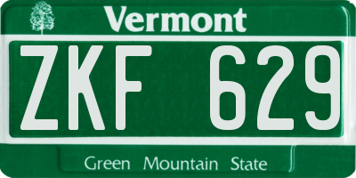 VT license plate ZKF629