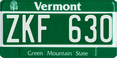 VT license plate ZKF630