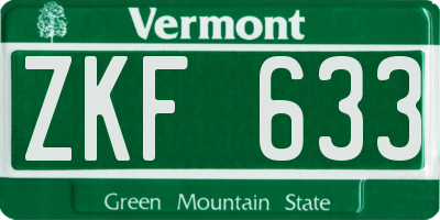 VT license plate ZKF633