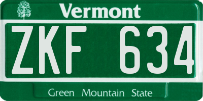 VT license plate ZKF634