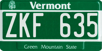VT license plate ZKF635