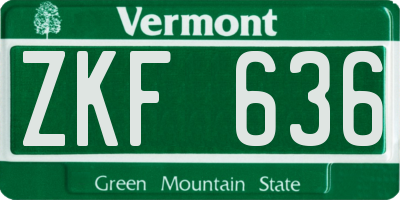 VT license plate ZKF636