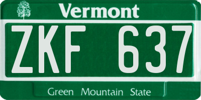 VT license plate ZKF637
