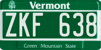 VT license plate ZKF638
