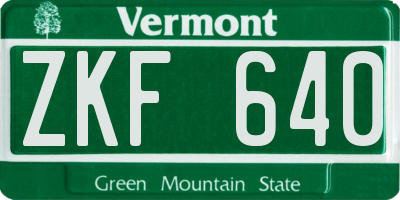 VT license plate ZKF640