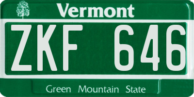VT license plate ZKF646