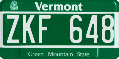 VT license plate ZKF648