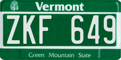 VT license plate ZKF649