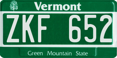 VT license plate ZKF652