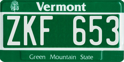 VT license plate ZKF653