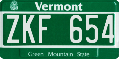 VT license plate ZKF654