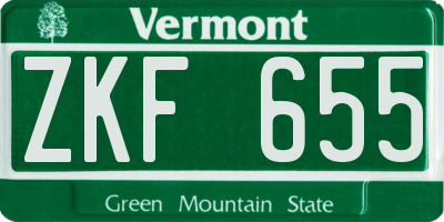 VT license plate ZKF655