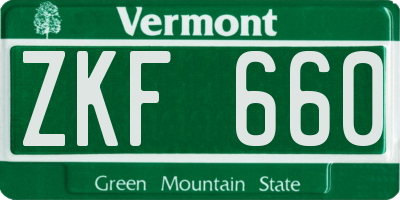 VT license plate ZKF660