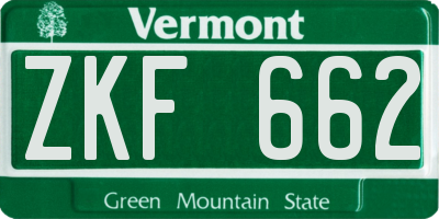 VT license plate ZKF662