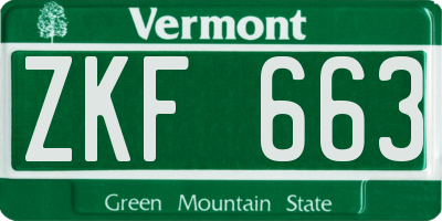 VT license plate ZKF663