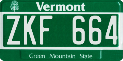 VT license plate ZKF664