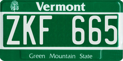 VT license plate ZKF665