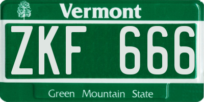 VT license plate ZKF666