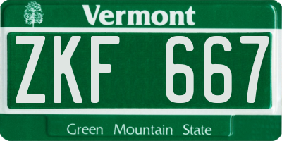 VT license plate ZKF667