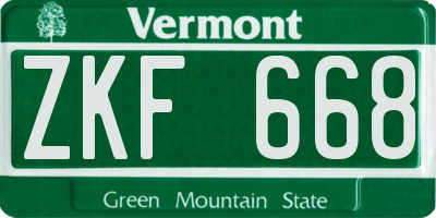 VT license plate ZKF668