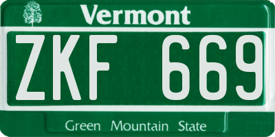 VT license plate ZKF669