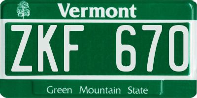 VT license plate ZKF670