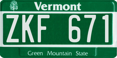 VT license plate ZKF671