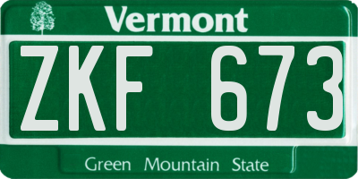 VT license plate ZKF673