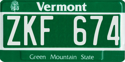 VT license plate ZKF674