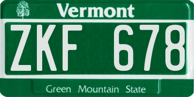 VT license plate ZKF678