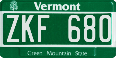 VT license plate ZKF680