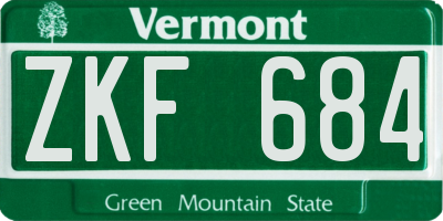 VT license plate ZKF684