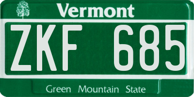 VT license plate ZKF685