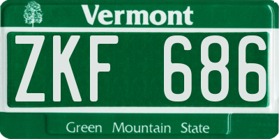 VT license plate ZKF686