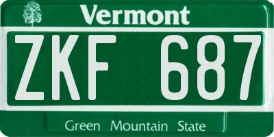VT license plate ZKF687