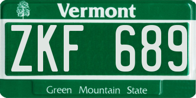 VT license plate ZKF689