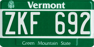 VT license plate ZKF692