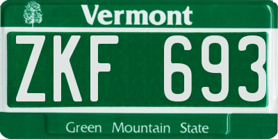 VT license plate ZKF693