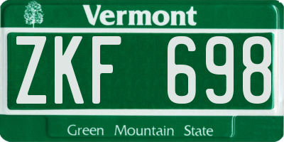 VT license plate ZKF698
