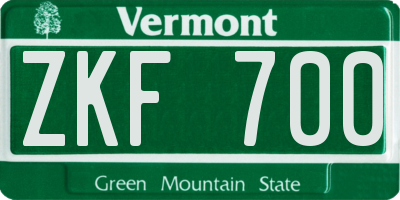 VT license plate ZKF700