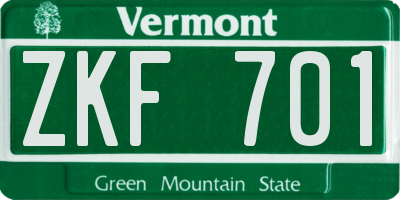 VT license plate ZKF701